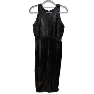 Bardot Black Sequin‎ Cocktail Dress Womens US 6 Small Sleeveless Bodycon Sheath